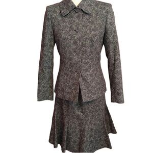 Vintage Albert Nipon Wool Silk Blend Skirt Set Size 2